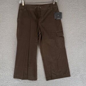 Liz Claiborne Audra women’s 8 capri cargo pants wide leg Dark Brown belt loops